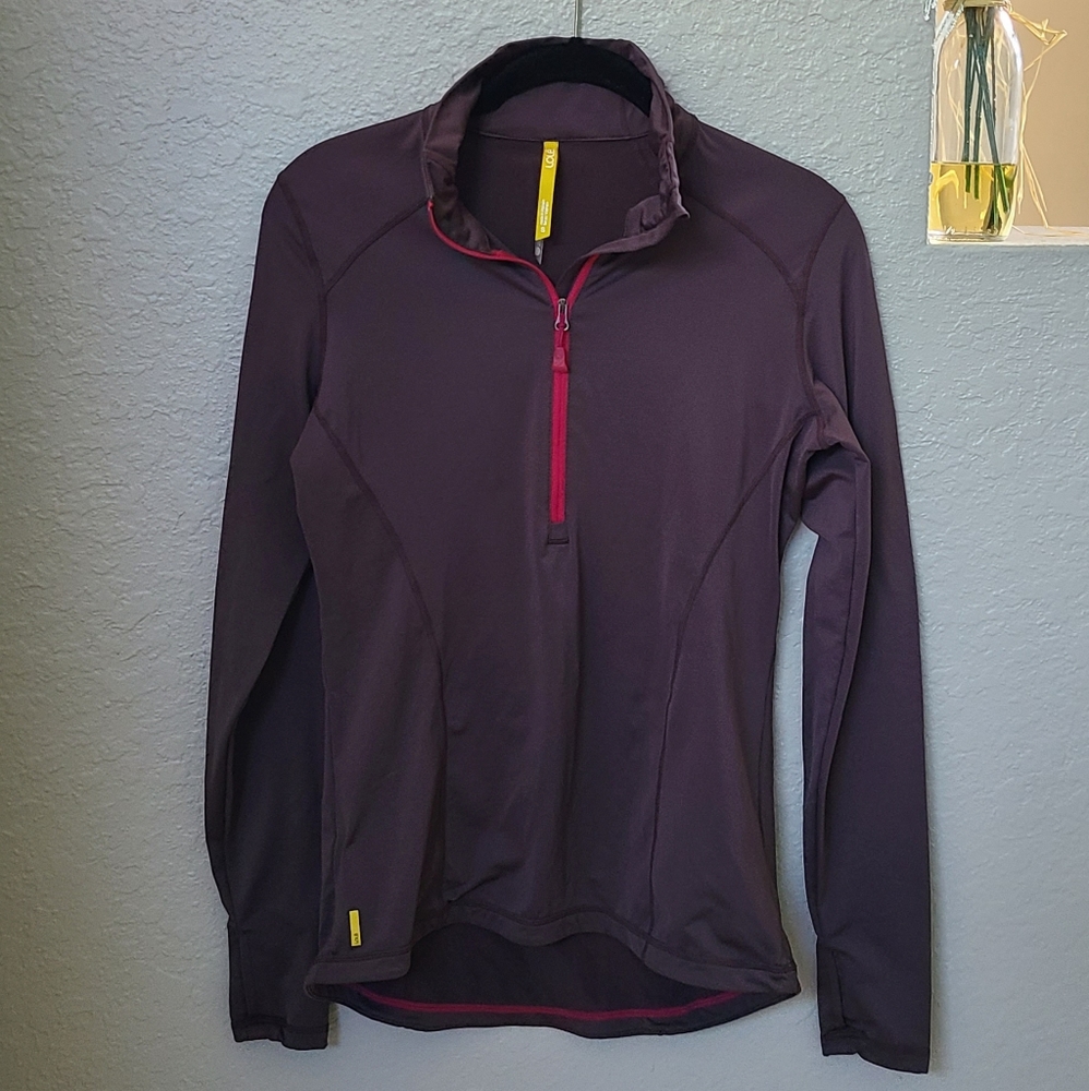 Lole Brown Fleece Running Jacket Half-Zip Pullover Long Sleeve Top Size Small
